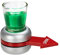Relaxdays Trinkspiel Spin The, Flaschendrehen, roter Pfeil, 2 cl Shotglas, lustiges Partyspiel, Shot Spinner, grau