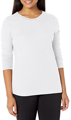 Fruit of the Loom Women's Micro Waffle Thermal Crew Top, White, Large