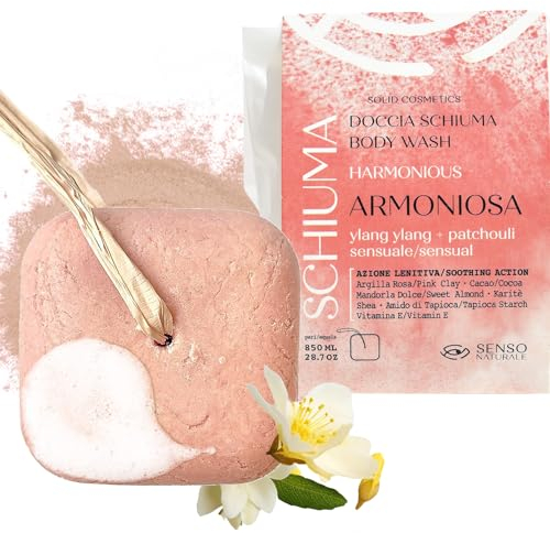 Senso Naturale Harmonisierend Feste Duschschaum Argillosa mit Rosa Tonerde und Tapiokastärke, Harmonisiert, Beruhigt und Beseitigt Hautunreinheiten, Entspricht 750 ml Flüssigkeit, Natürlich Biologisch