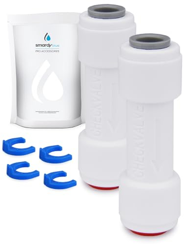 smardy 2x Rückschlagventil 1/4 (6,35mm), Rückflussverhinderer, Check-Valve, Quick-Fitting für Osmoseanlage, SBS Kühlschrank Filter und Wasserfilter