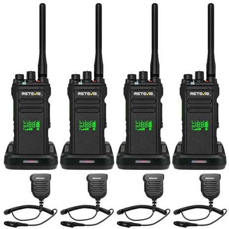 Retevis NR30D Walkie Talkies för Vuxna, DMR Walkie Talkie Long Distance, IP67, Advanced Audio Processing, 2800mAh, Digital AES256 Heavy Duty 2-Vägsradio med Mikrofon för Industrin (4st)