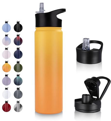UMBFUN Insulated Water Bottle - 750ml 2 Lids (Straw Lid and Spout Lid) - with Straw,Stainless Steel Double-Walled Insulated Vacuum Leakproof,BPA Free,Drink Flask for Travel Sports Gym Camping Hiking