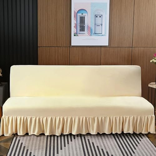 Nvzi Sofabezug für Klappsofas, Stretch-Couchbezüge für Wohnzimmer, einfache Passform, waschbar, Möbel-Sofaschoner mit Rock, 47,24–140 x 100 cm, Beige