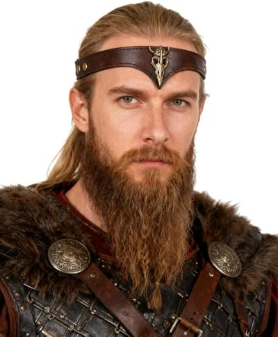 keland Fascia per capelli in pelle vichinga copricapo medievale per donne uomini Halloween Cosplay LARP medievale (AA-marrone)