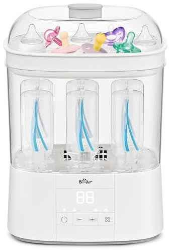 Bear Steriliser for Baby Bottles, Electric Steam Baby Bottle Steriliser and Dryer, All-in-One Steriliser 2 Layers Large for Baby Bottles, Parts & Other Newborn Essentials - HEPA Filtration
