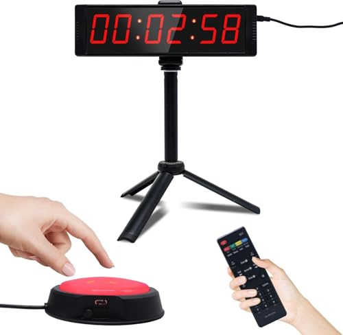 Ousmile Grand chronomètre avec bouton marche/arrêt, minuterie numérique LED avec télécommande, compte à rebours avec buzzer, horloge de salle de sport pour salle de sport à domicile, minuterie