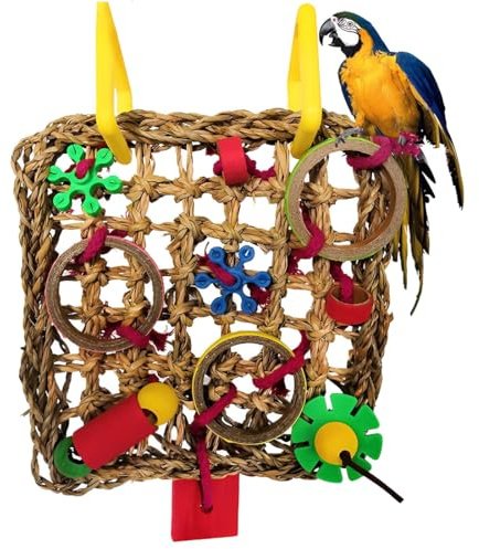 OPVYAEU Giocattolo per Pappagallo Gioco per Inseparabili Budgie Accessorio Voliera Giochi per Uccelli Giocattolo Appendibile Corda Pappagalli