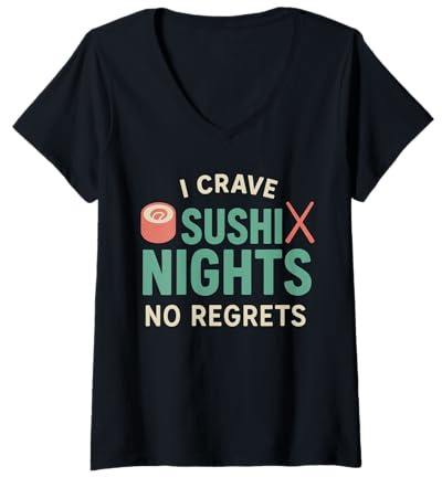 Mujer Rollos para Amantes del Sushi, Palillos Nigiri, Regalo para fanáticos Camiseta Cuello V