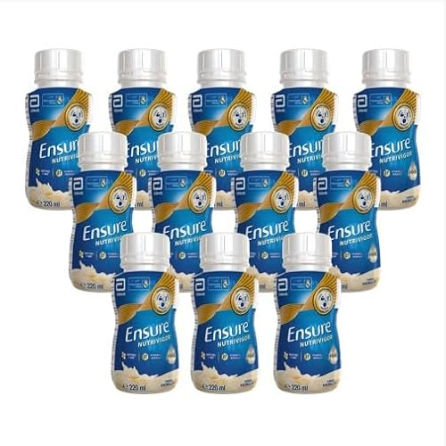 Ensure Nutrivigor - Complemento Alimenticio para Adultos, con HMB, Proteínas, Vitaminas y Minerales, como el Calcio - Sabor Vainilla - Pack de 12 Botellas x 220 ml