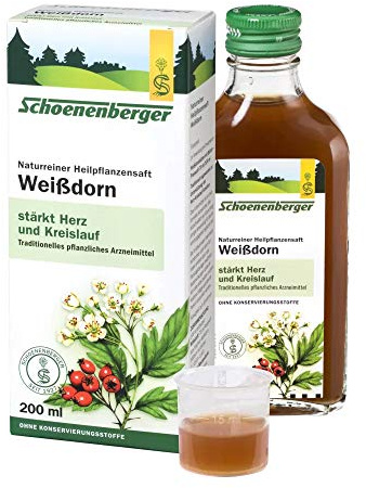 Schoenenberger Weißdorn, Naturreiner Heilpflanzensaft – zur Unterstützung der Herz-Kreislauf-Funktion - freiverkäufliches Arzneimittel, 200 ml