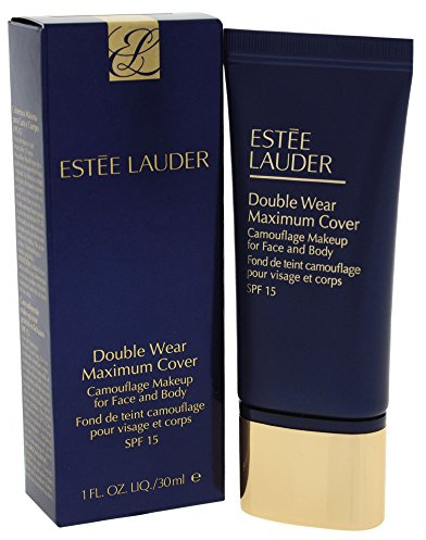 Double Wear - Base de camuflaje de cobertura máxima de 24 horas para cara y cuerpo, SPF 15, cubre cicatrices y tatuajes, 1.0 onzas líquidas, 3C4 mediano/profundo