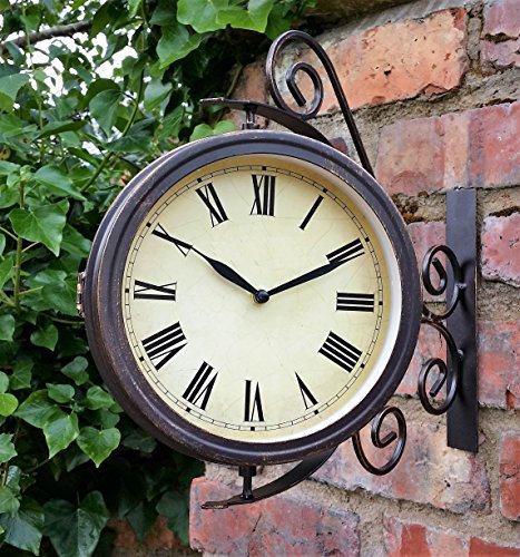 Westminster Warwick Outdoor Garden Clock With Thermometer And Swivel Station Bracket - 31.5cm