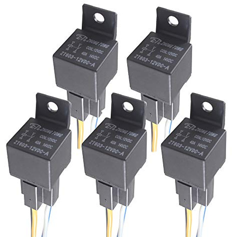 Mintice™ 5 X 40A 12V kit voiture relais 4 broches pour la pompe à carburant de ventilateur électrique robuste prise de courant fil