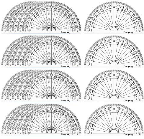 Coopay 24 Pack Plastic Protractors Student Math Clear Protractor Set 180 Degrees for Angle Measurement, 4 Inches