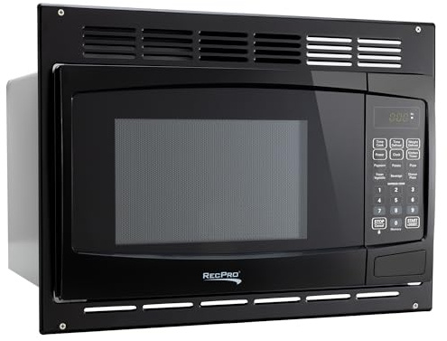 RecPro 1.0 Cu. Ft. RV Microwave with Trim Kit, Black