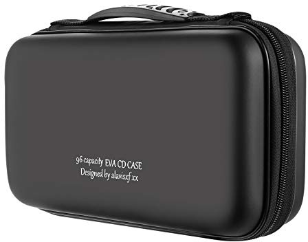 alavisxf xx CD Case, 96 Capacity EVA Protective Blu-ray DVD Case Portable Zipper CD Case Holder Disc Storage Organizer Wallet Bag for Car Home Travel (96 Capacity, Black96)