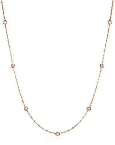 namana Collana Lunga Donna, Catenina Oro Rosa, Collana a Catena per Donna e Ragazza, Catena Lunga 80 cm con Pietre Zirconi, Collana Regalo