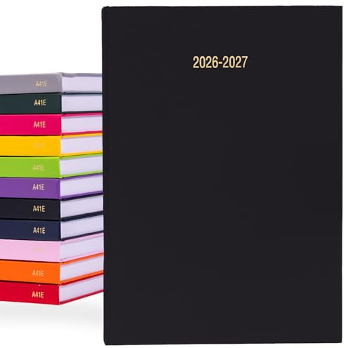 2026 2027 Academic Diary A4 Page a Day - Mid Year Hardback Planner From August 2026 to July 2027 - Student Teacher School Organiser with Ribbon Bookmark (A4, Black)