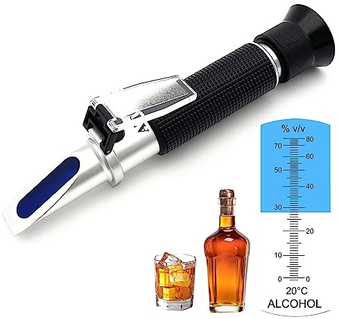 Alcohol Refractometer of 0~80% v/v Volume Percent Scale Range, Alcohol Refractometer for Spirit Alcohol Volume Percent Measuring in Alcohol Liquor Production, Distilled Beverages