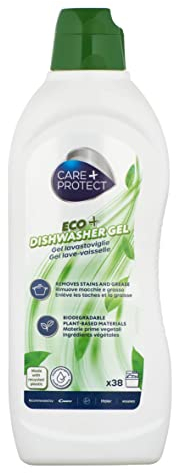 CARE + PROTECT – Ökologisches Gechirrspüler-Gel / hypoallergen / tierversuchsfrei / biologisch abbaubar / Geschirrspülmittel, Entfetter und Klarspüler / 650 ml / bis zu 38 Spülgänge