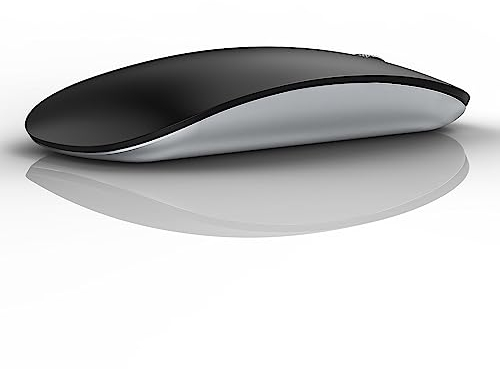 Uiosmuph Ratón Inalámbrico Bluetooth, Silencioso Wireless Mouse, 3 Modos (Bluetooth 5.1/5.1+2.4G) Ratón Ergonómico para Portátil, MacBook, PC, Windows, Android, iPad (Negro)
