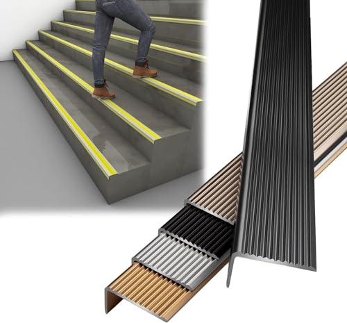 OLIREW Treppe Kantenband Treppenkanten-Treppeneckenprofil-Schutz, leichtes, Robustes Aluminium, L-Form, Treppenprofil, Treppenkantenprofil, Treppenübergangsstreifenboden, leicht zu-Black||30x20 mm