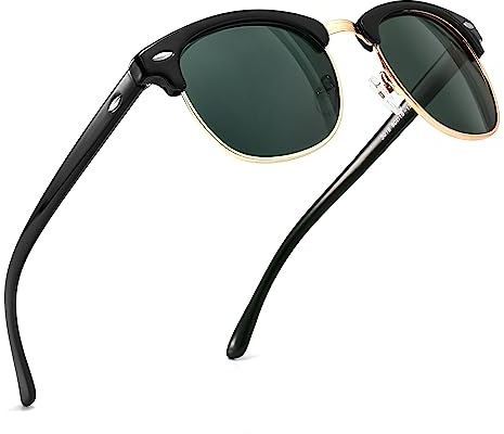 SUNGAIT Retro Round Semi-sans Monture Lunettes de Soleil Polarisées Protection UV pour Hommes/Femmes SGT016 HKLV FR