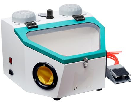 KHZKHC Electric Sand Blasting Machine, Heavy Duty Modular Sandblasting Machine Equipment, Wet and Dry Use, with Light & Foot Switch, for Surface Treatment Of Materials, Polishing Processing