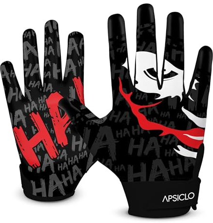APSICLO Football Receiver Gloves Sticky Silicone Grip Youth - Adult & Kids Sizes (‎‎White/Black, Adult Medium)
