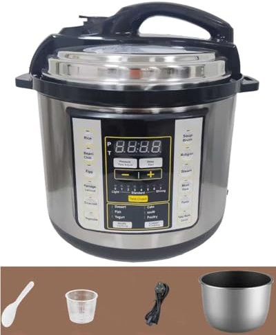 Zuguachi 10 In 1 Electric Pressure Cooker With 24-Hour Reservation Function, Slow Cooker, Rice Cooker, Wok, Cake, Yogurt, Etc., 6 L, Stainless Steel/Black.