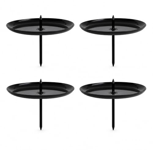 MIJOMA Set di 4 portacandele in metallo – Corona dell'Avvento con spina – Piatto candela per Avvento, matrimonio e anniversario (nero, Ø 60 mm)