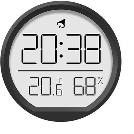 Zeroupshop Wall Clock With Thermometer Hygrometer, Indoor Outdoor Silent Non-Ticking Outside Temperature Humidity Clock For Garden Bedroom Living Room Office(Black)