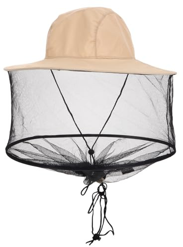 CLISPEED Chapeau Apiculteur Pliable à Large Bord Beige avec Voile en Filet Protection Solaire Anti-Insectes Couvre-Chef Multifonction pour Pêche et Activités Extérieures