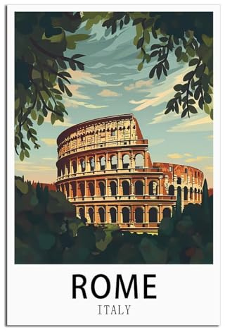 NAEGV Kit de peinture par numéros Affiche de voyage Rome Italie Kit de Peinture à l'huile DIY pour Débutants et Eenfants,sans Cadre 30x40cm