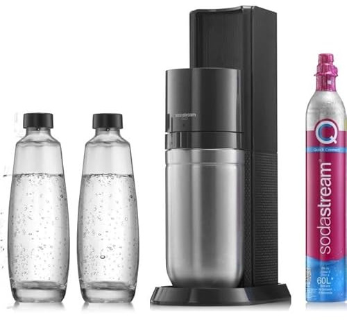 Machine a soda et eau pétillante SODASTREAM - DUO Noire - 2 carafes en verre - 1 recharge de gaz 60L