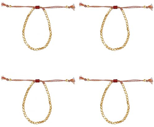Bofanze 4 Piezas Pulseras de Cobre Tibetano Hechas a Mano Pulsera Tibetana
