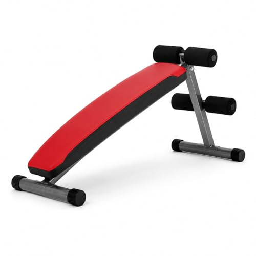Sit Up Bench with Reverse Crunch Handle – Adjustable Weight Bench for Home Gym Core Workout, Abdominal Exercise, Strength Training & Full Body Fitness Equipment (Black & Red)