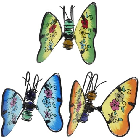 Zerodeko Lot de 3 décorations pour Pots de Fleurs - Figurines suspendues pour Jardin, clôture ou Plante en Pot - Pendentif Suspendu en Fer et Verre Peint