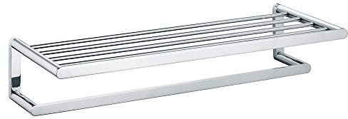 KEUCO Handtuch-Ablage aus Metall, Hochglanz-verchromt, 62 cm lang, für Badezimmer, Ablage für Handtücher, Wandregal Handtuchstange, Elegance