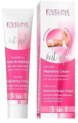 Eveline Cosmetics Just Epil Ultra-Delicate 3-in-1 Haarentfernungscreme mit Aloe und Seidenproteinen - Effektiv für empfindliche Bereiche, 125 ML