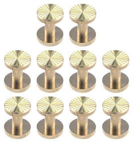 T Tulead 10PCS Brass Chicago Screws Decorative Bookbinding Stud Screws Rivet Stud Post Fastener 10x4x9mm