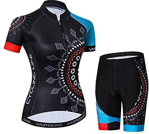 Hotlion Damen Radtrikot Sets Gel Gepolsterte Trägerhose Fahrradbekleidung Sommer Fahrradbekleidung Anzug CD254