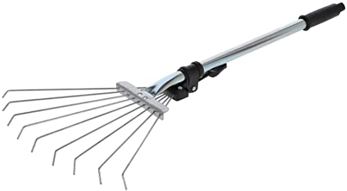 KOTARBAU® Rastrillo de Metal Ajustable 65 cm, Rastrillo de Abanico pequeño, Escoba de Mano, Rastrillo metálico, Rastrillo para Barrer Hojas, Anchura Ajustable, Rastrillo de Mano con Mango Corto