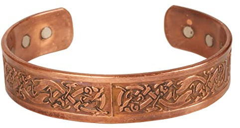 Touchstone Realizzato a mano da abili artigiani indiani Durevole in rame puro di alto calibro Pace Esclusivo disegno celtico Chakra Mediazione Bracciale magnetico di guarigione in tono naturale.