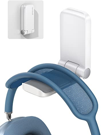 Lamicall Headphone Stand, Sticky Headset Hanger - Adhesive Headphone Holder Hook Mount, Headset Stand Holder Clip Under Desk, Earphone Clamp for Airpods Max, HyperX, Sennheiser, White