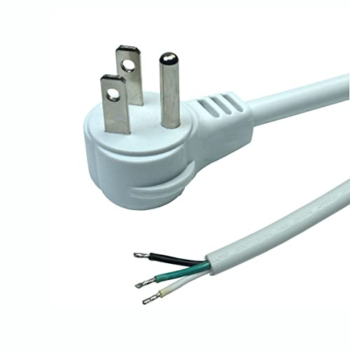 3 Prong 6Ft Power Cord Pigtail, White, SJTW 16AWG