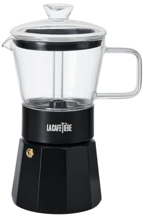 La Cafetière Verona Espressokocher aus Glas, schwarz, 6 Tassen, in Geschenkverpackung