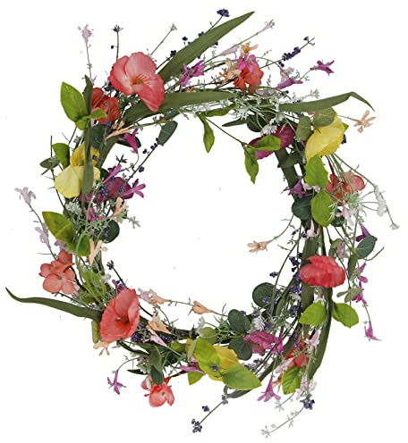 Gisela Graham Poppy Inspired Decorative Spring Easter Wreath