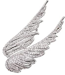 Crystal Angel Wings Brooch Pins Rhinestone Metal Feather Lapel Pin Suit Coat Breastpin for Women Men's Jewelry Accessories, Rhinestone, Metal