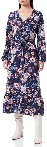 ONLY Onlnova Life L/S Amy Robe Longue Ptm, Patriot Blue/AOP : 341 Augusta Fleur, S Femme